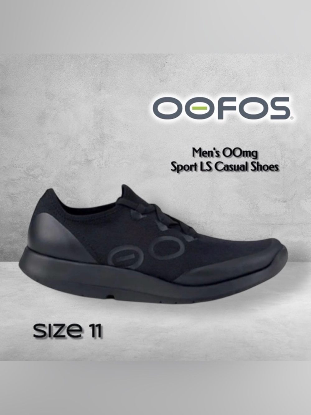 OOFOS Men's OOmg Sport LS Sneakers Casual Shoes Size 11 Black